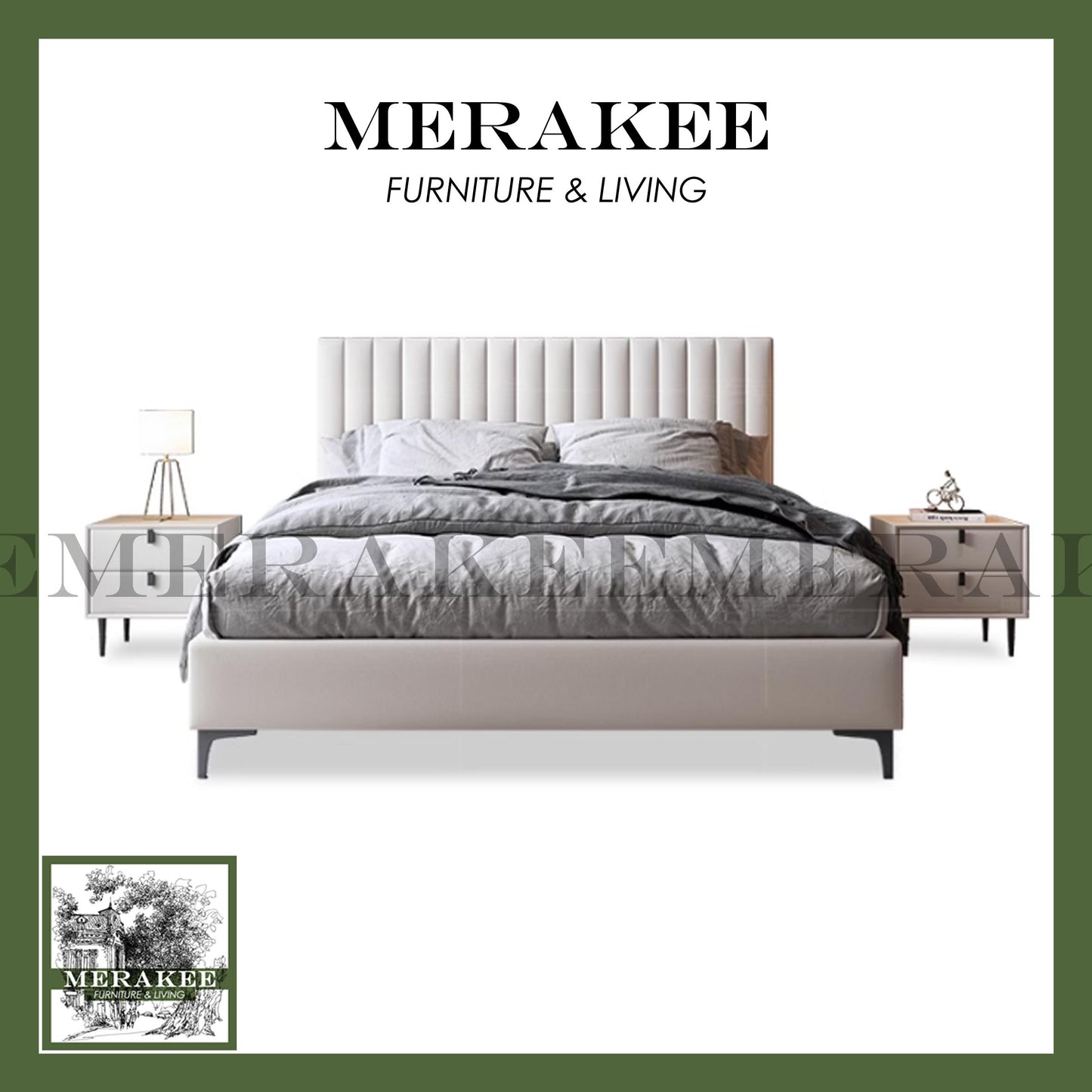 MERAKEE Queen/King Genuine/Faux Leather Bed Frame Bedroom Furniture JC229