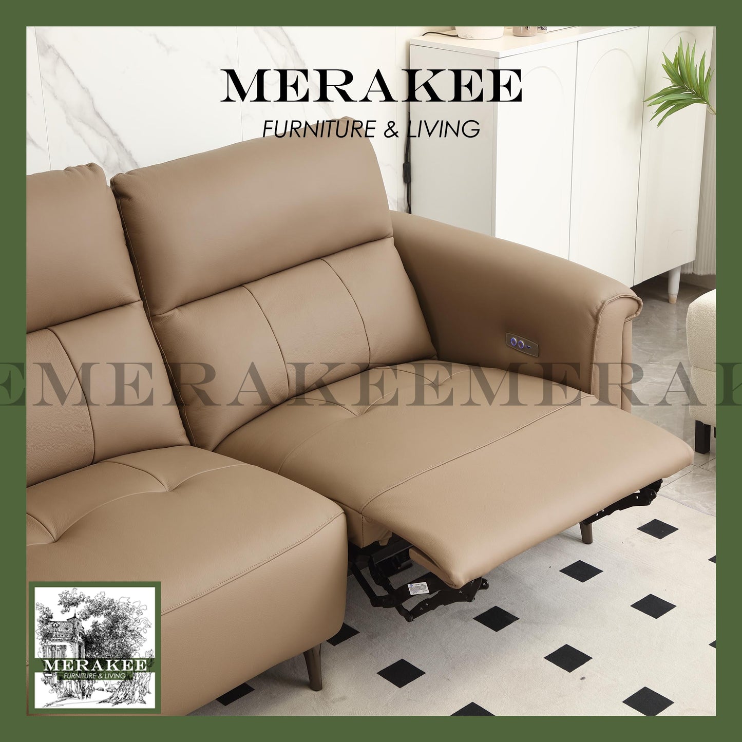 MERAKEE Full-Grain Genuine Leather Electric Recliner sofa 2/3/4 Seater Color Solution Living Room Furniture XC8828