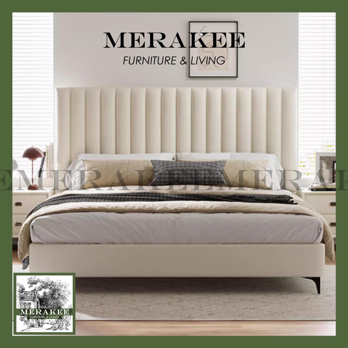 MERAKEE Queen/King Genuine/Faux Leather Bed Frame Bedroom Furniture JC229