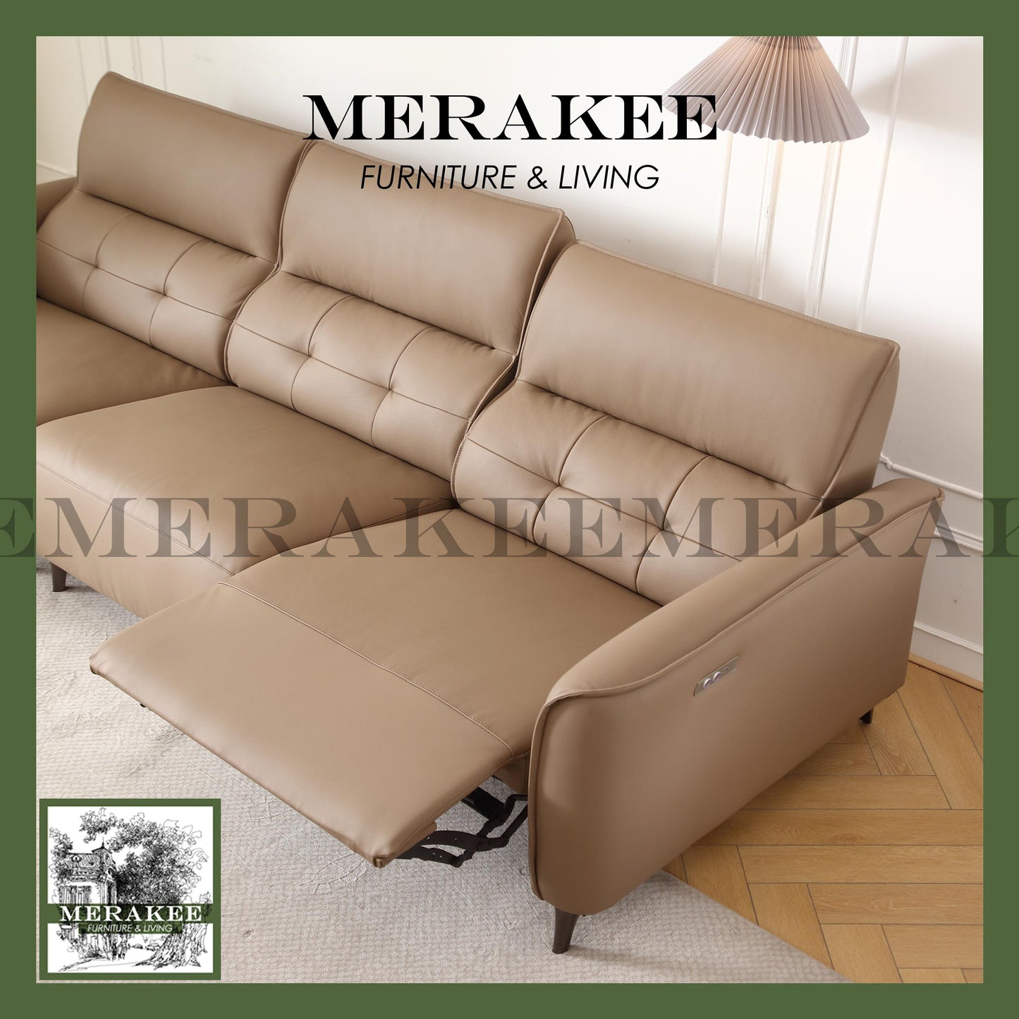 MERAKEE Full-Grain Genuine Leather Electric Recliner sofa 2/3/4 Seater Color Solution Living Room Furniture XC8828