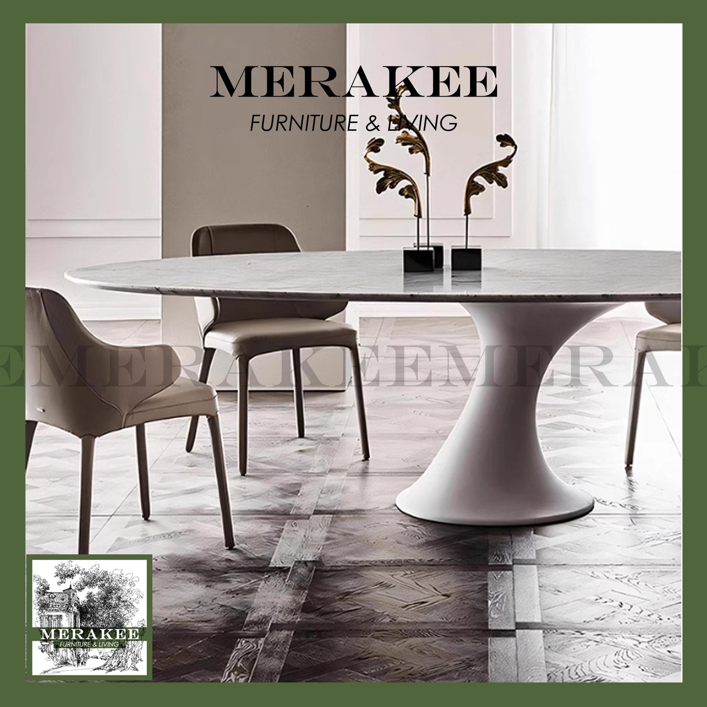 MERAKEE Sintered Stone Dining Table Customization Color Tabletop Stainless Steel PV1020