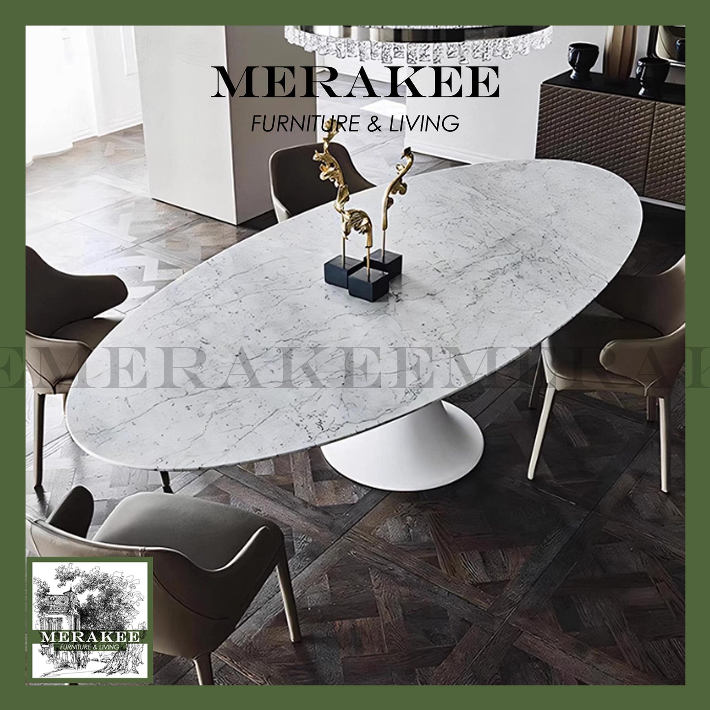 MERAKEE Sintered Stone Dining Table Customization Color Tabletop Stainless Steel PV1020