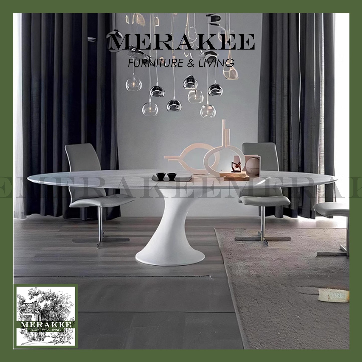 MERAKEE Sintered Stone Dining Table Customization Color Tabletop Stainless Steel PV1020