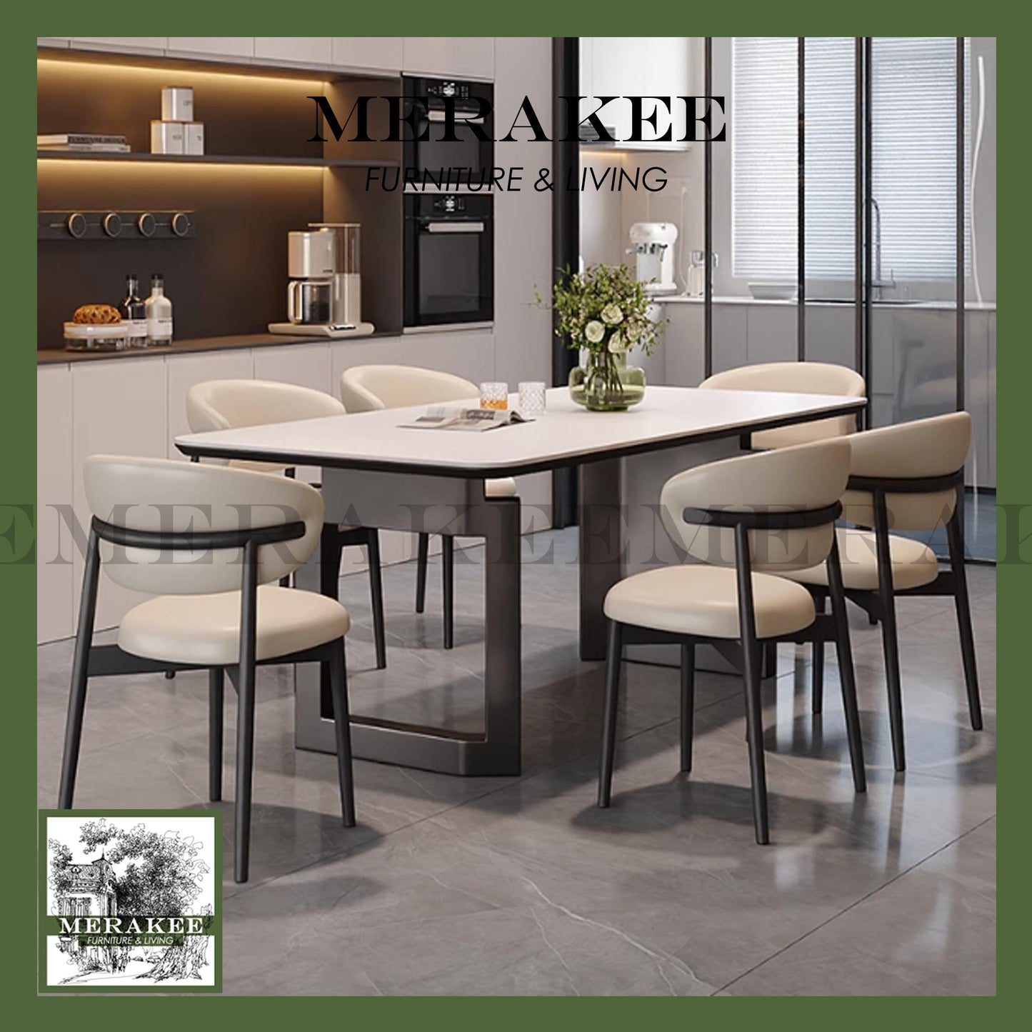 MERAKEE Sintered Stone Dining Table Customization Color Tabletop Stainless Steel Gold/Grey Leg Dining Room Furniture PV451