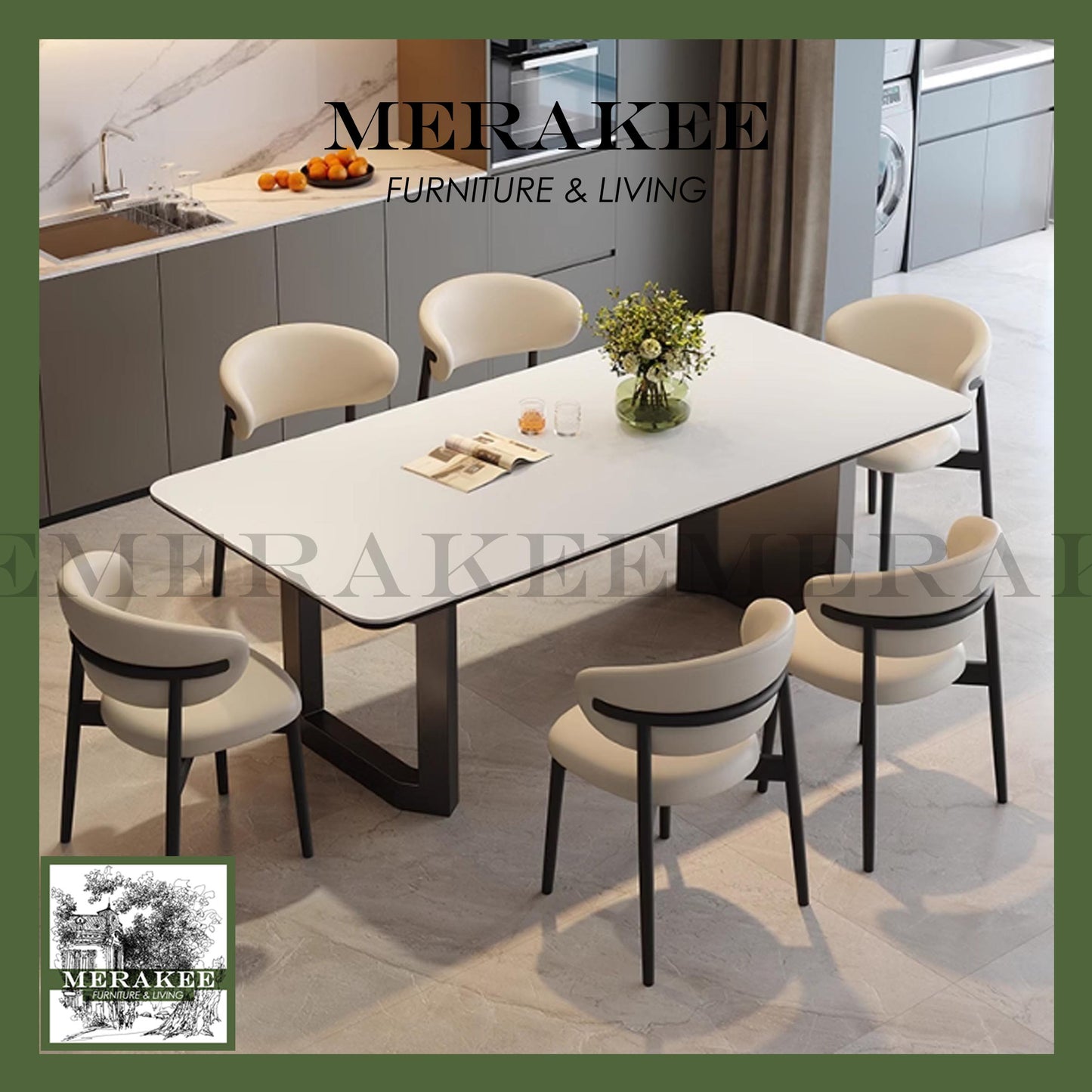MERAKEE Sintered Stone Dining Table Customization Color Tabletop Stainless Steel Gold/Grey Leg Dining Room Furniture PV451