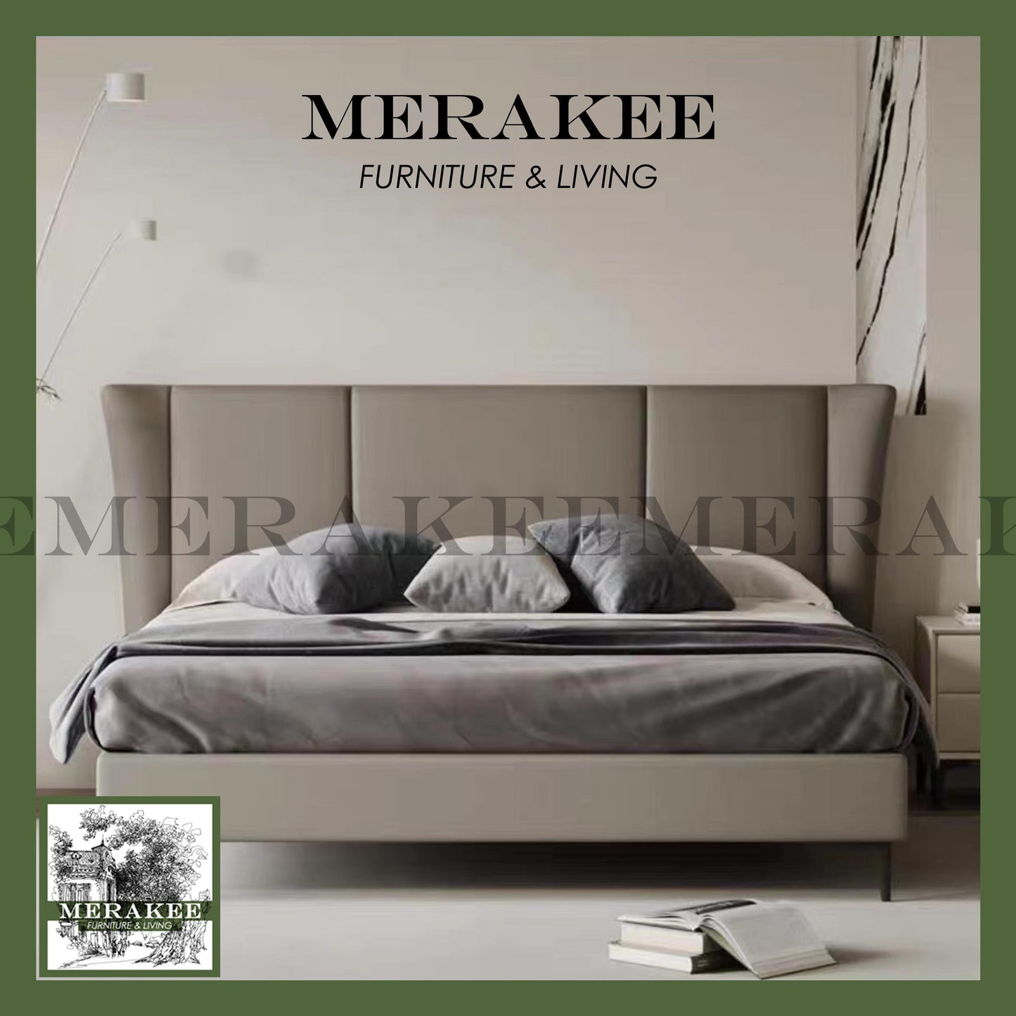 MERAKEE Queen/King Genuine/Faux Leather Bed Frame Bedroom Furniture JCA05