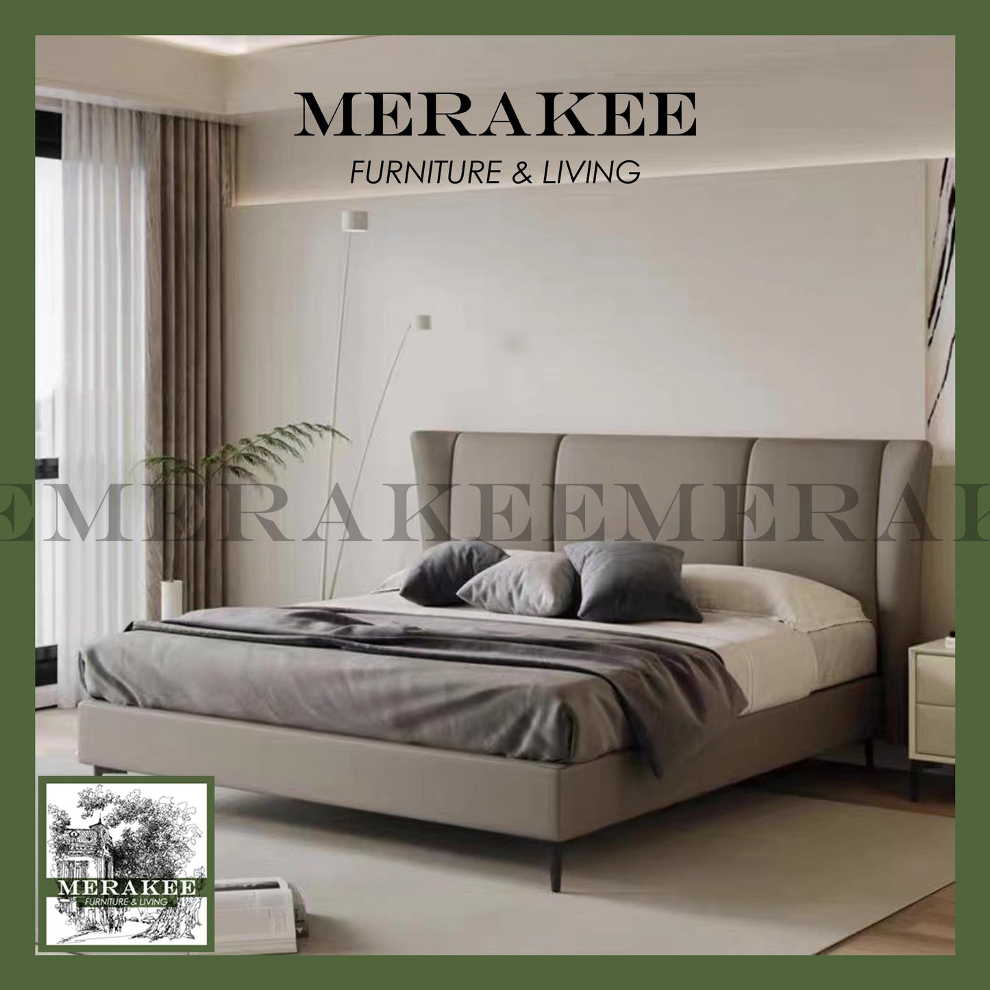 MERAKEE Queen/King Genuine/Faux Leather Bed Frame Bedroom Furniture JCA05