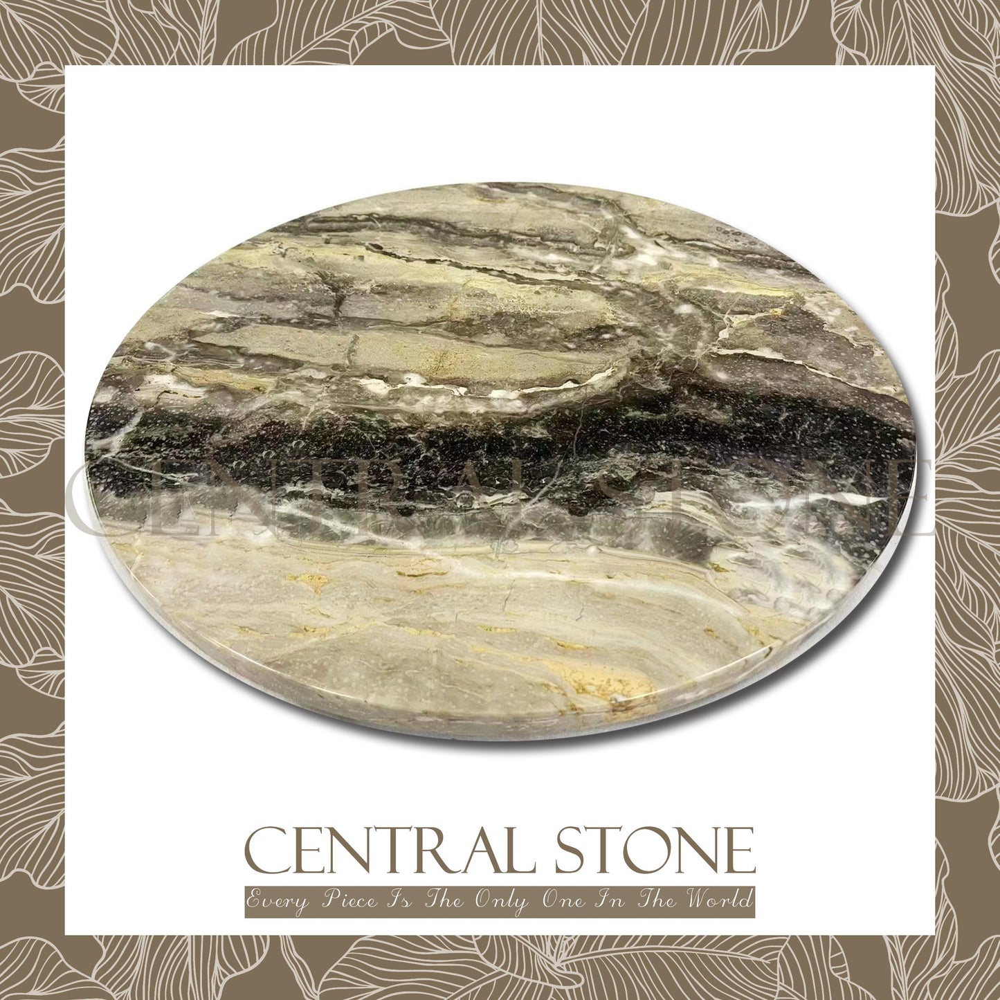 CENTRAL STONE Italian Natural Marble Coffee Side Table Dia50cm -Venice Brown