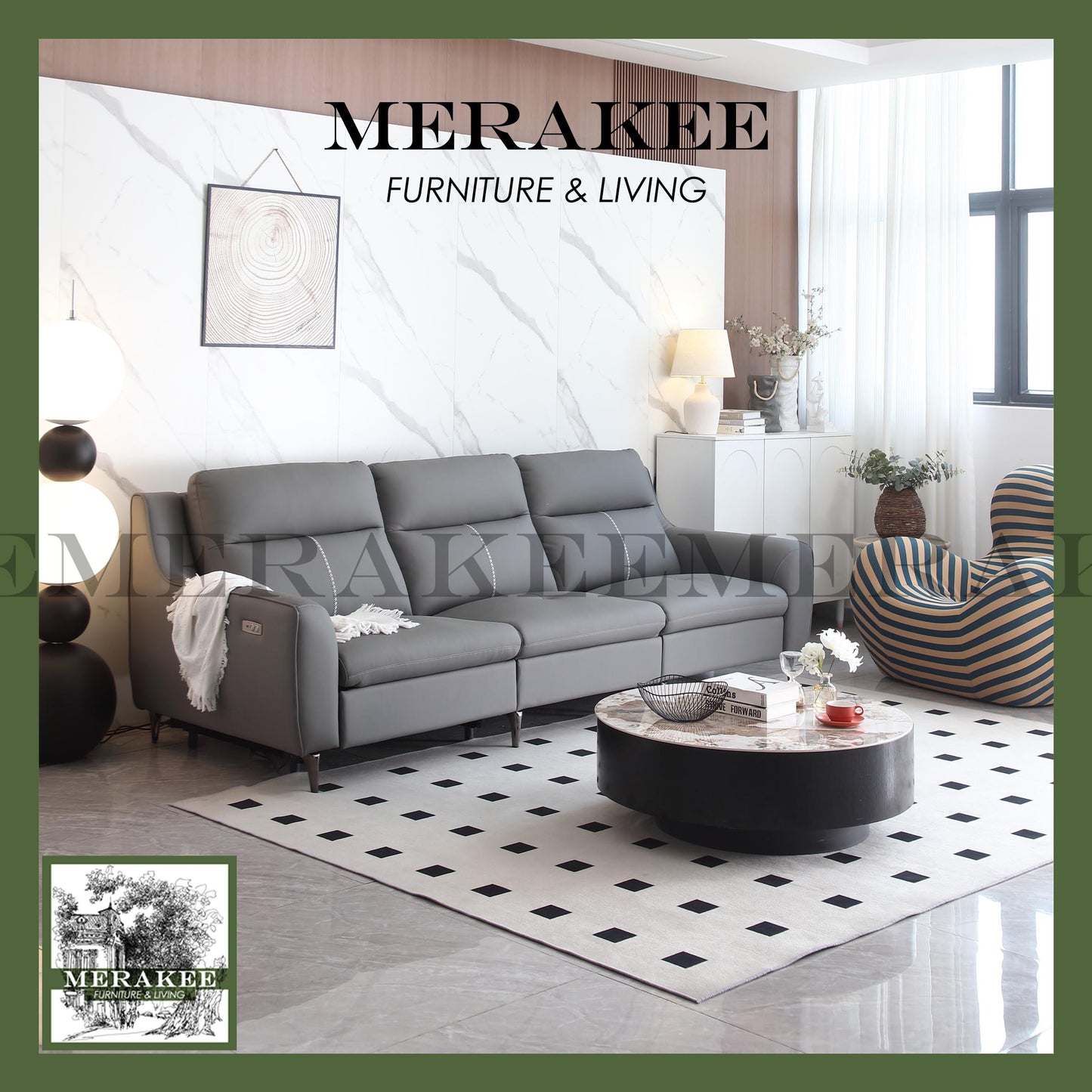 MERAKEE Full-Grain Genuine Leather Electric Recliner sofa 2/3/4 Seater Color Solution Living Room Furniture XC8826