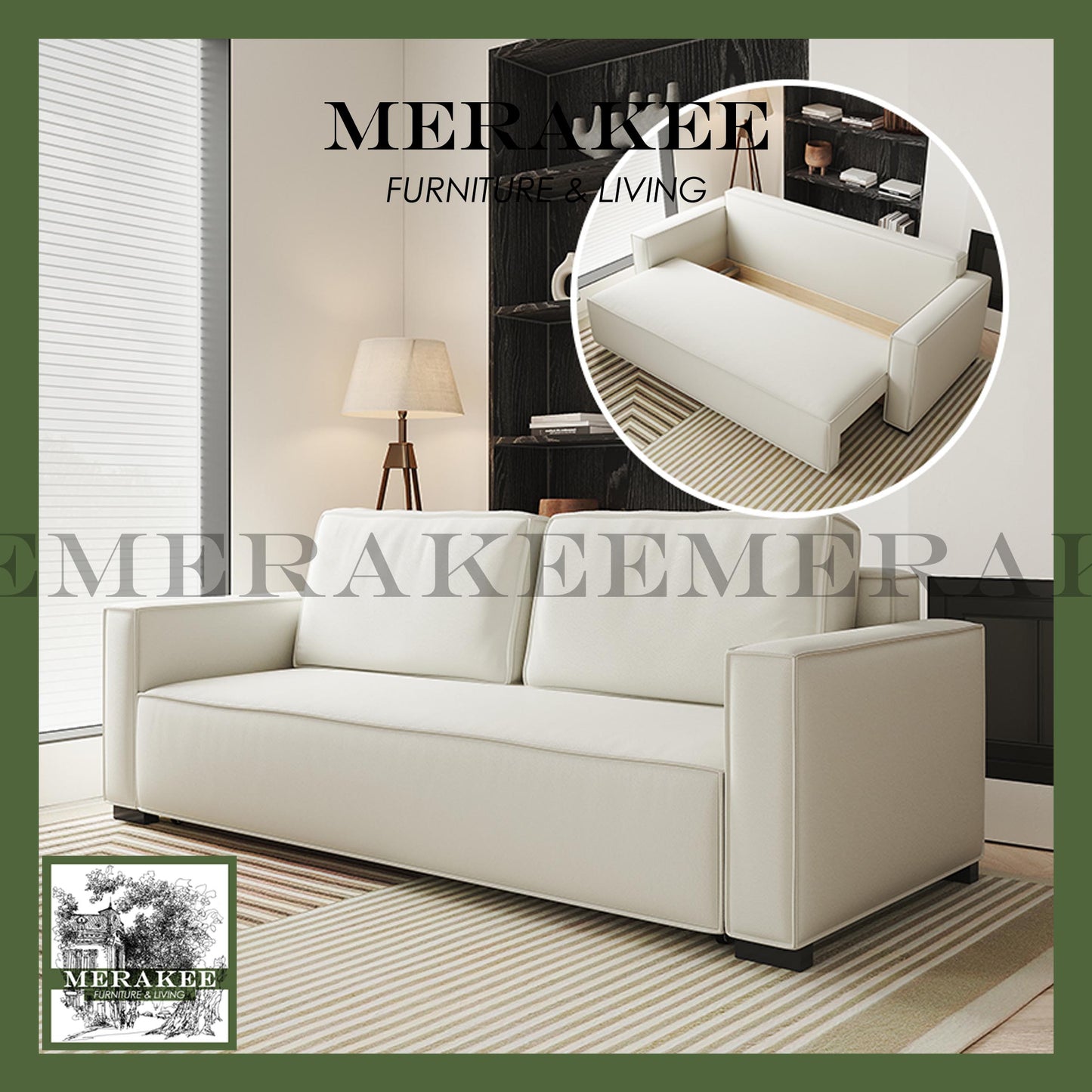 MERAKEE Multi Purpose Sofa Bed With Large Storage Color Solution Living Room Bedroom Furniture JM2206