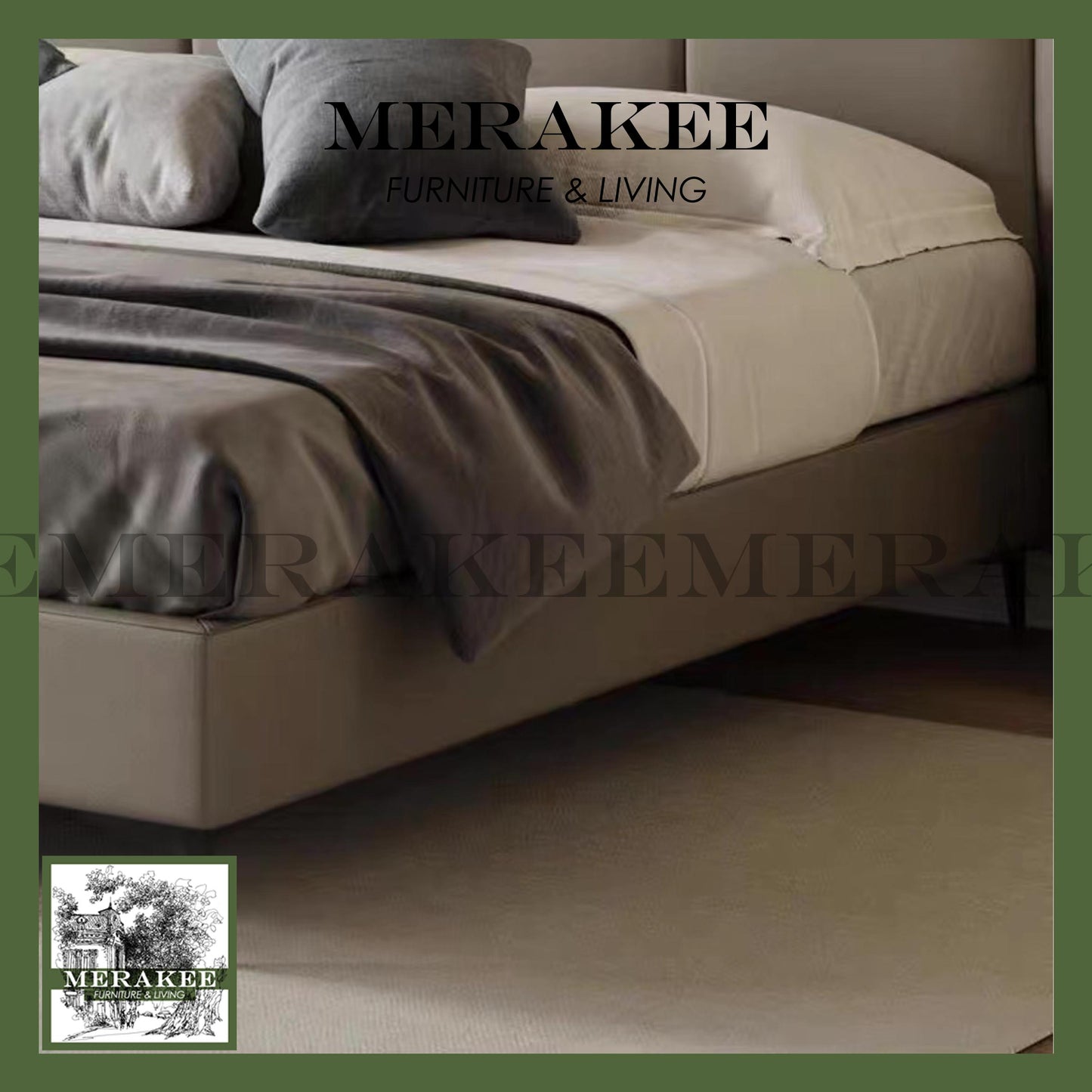 MERAKEE Queen/King Genuine/Faux Leather Bed Frame Bedroom Furniture JCA05