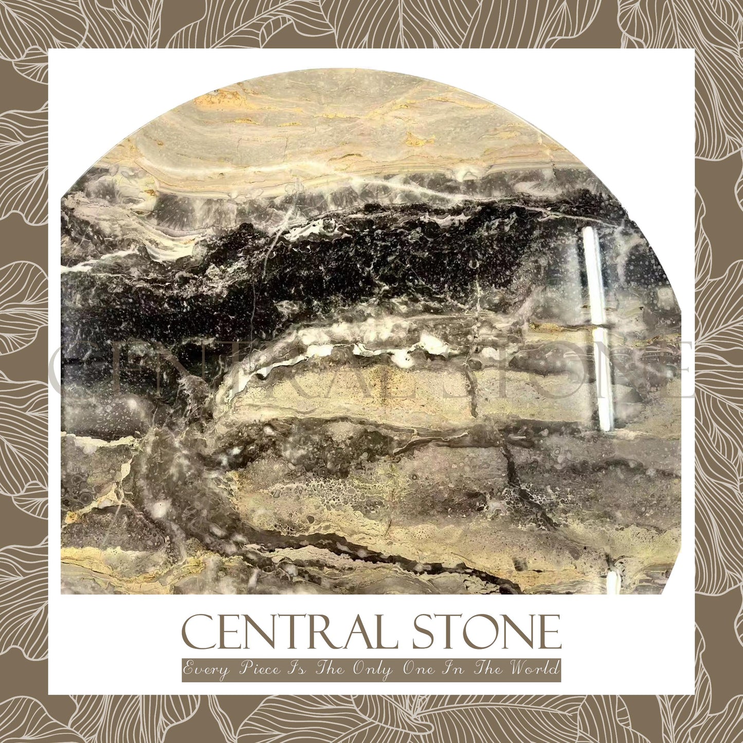 CENTRAL STONE Italian Natural Marble Coffee Side Table Dia50cm -Venice Brown