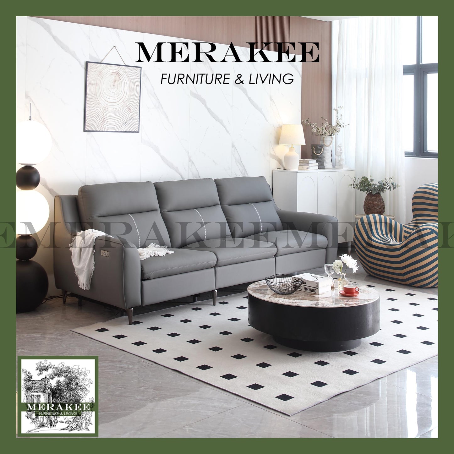 MERAKEE Full-Grain Genuine Leather Electric Recliner sofa 2/3/4 Seater Color Solution Living Room Furniture XC8826
