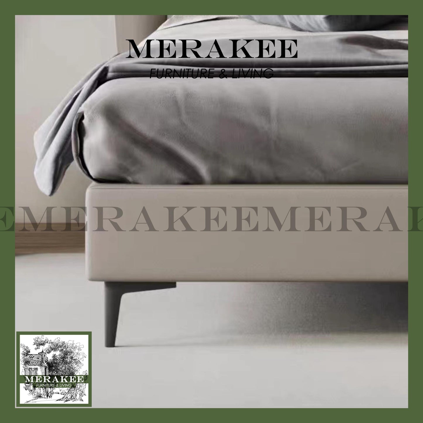 MERAKEE Queen/King Genuine/Faux Leather Bed Frame Bedroom Furniture JCA05