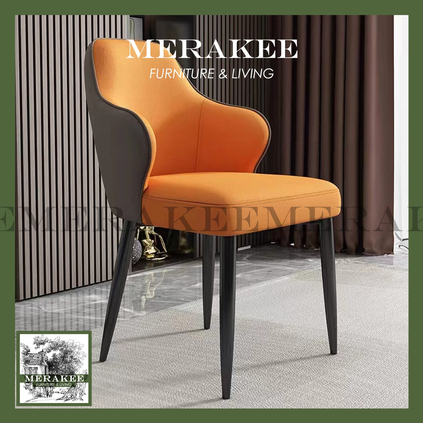 MERAKEE Dining Chair PU Leather Solid Wood Frame Ashwood Leg Dining Room Furniture JC16
