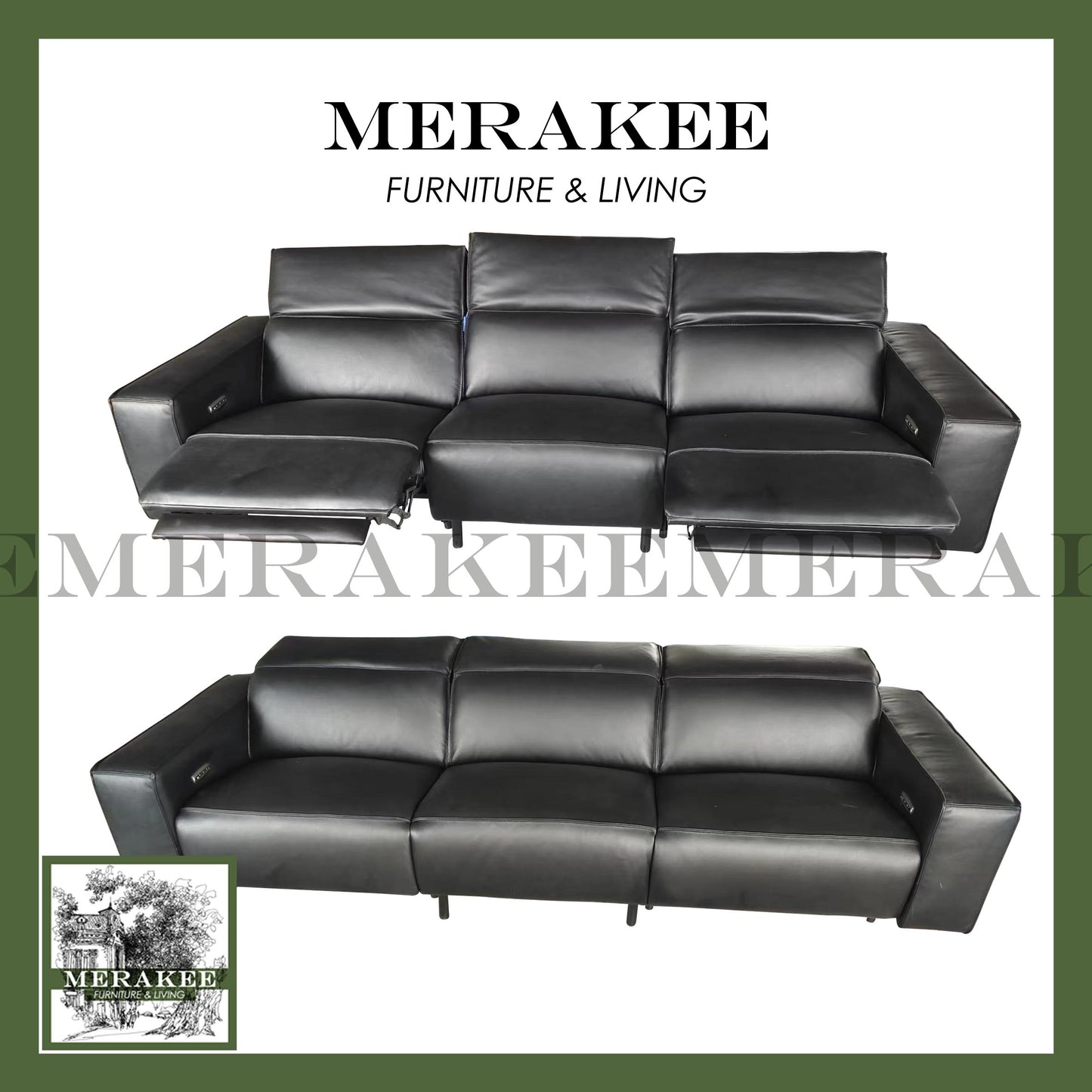 MERAKEE Full-Grain Genuine Leather Electric Recliner sofa 2/3/4 Seater Color Solution Living Room Furniture XC8839