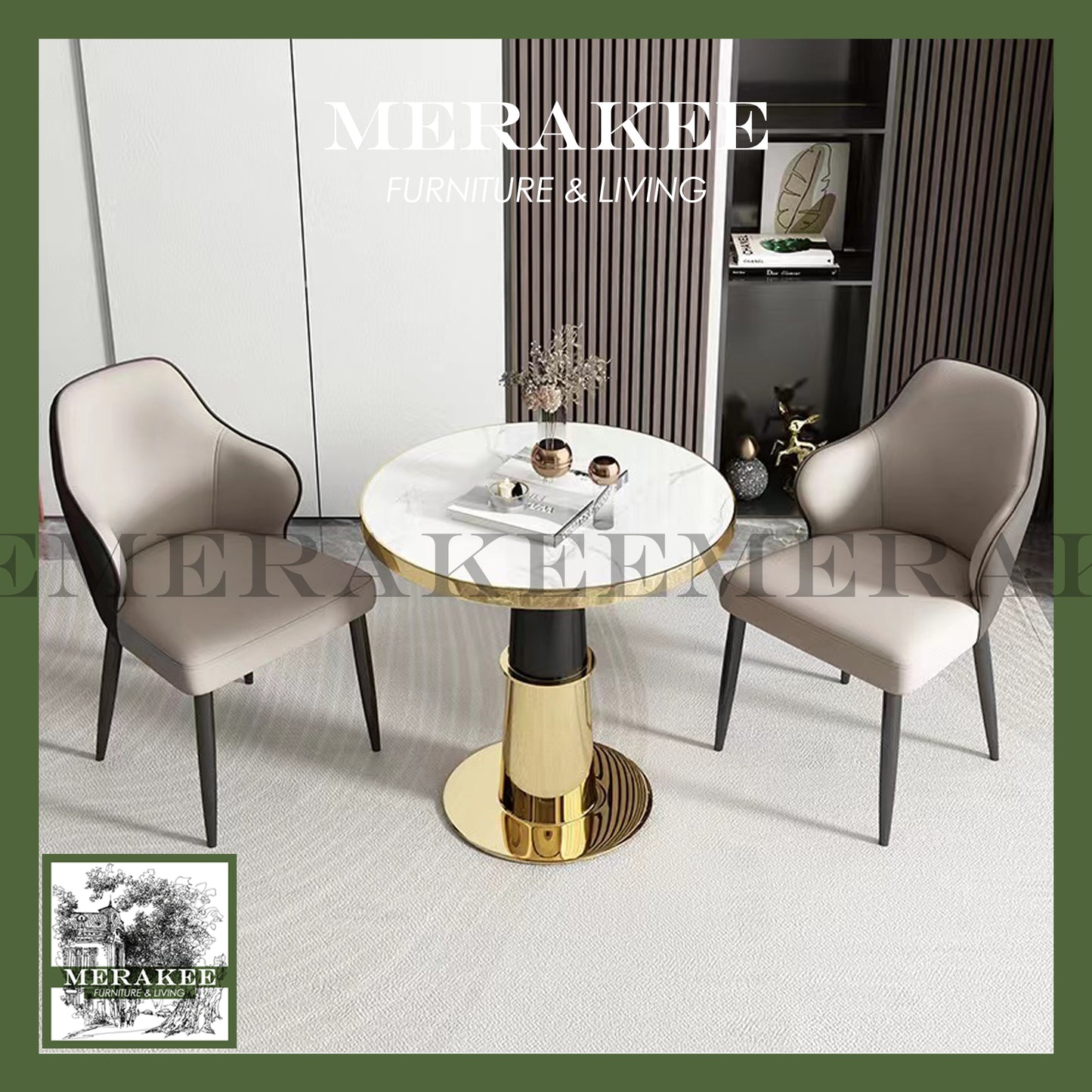 MERAKEE Dining Chair PU Leather Solid Wood Frame Ashwood Leg Dining Room Furniture JC16