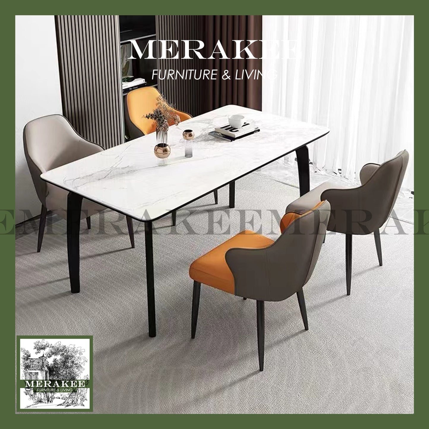 MERAKEE Dining Chair PU Leather Solid Wood Frame Ashwood Leg Dining Room Furniture JC16