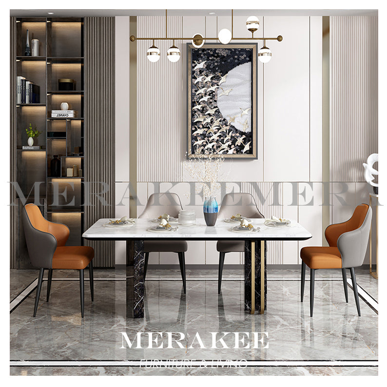MERAKEE Dining Chair PU Leather Solid Wood Frame Ashwood Leg Dining Room Furniture JC16