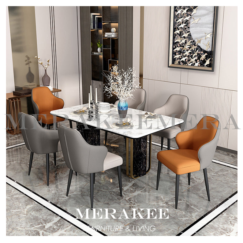 MERAKEE Dining Chair PU Leather Solid Wood Frame Dining Room Furniture JC16
