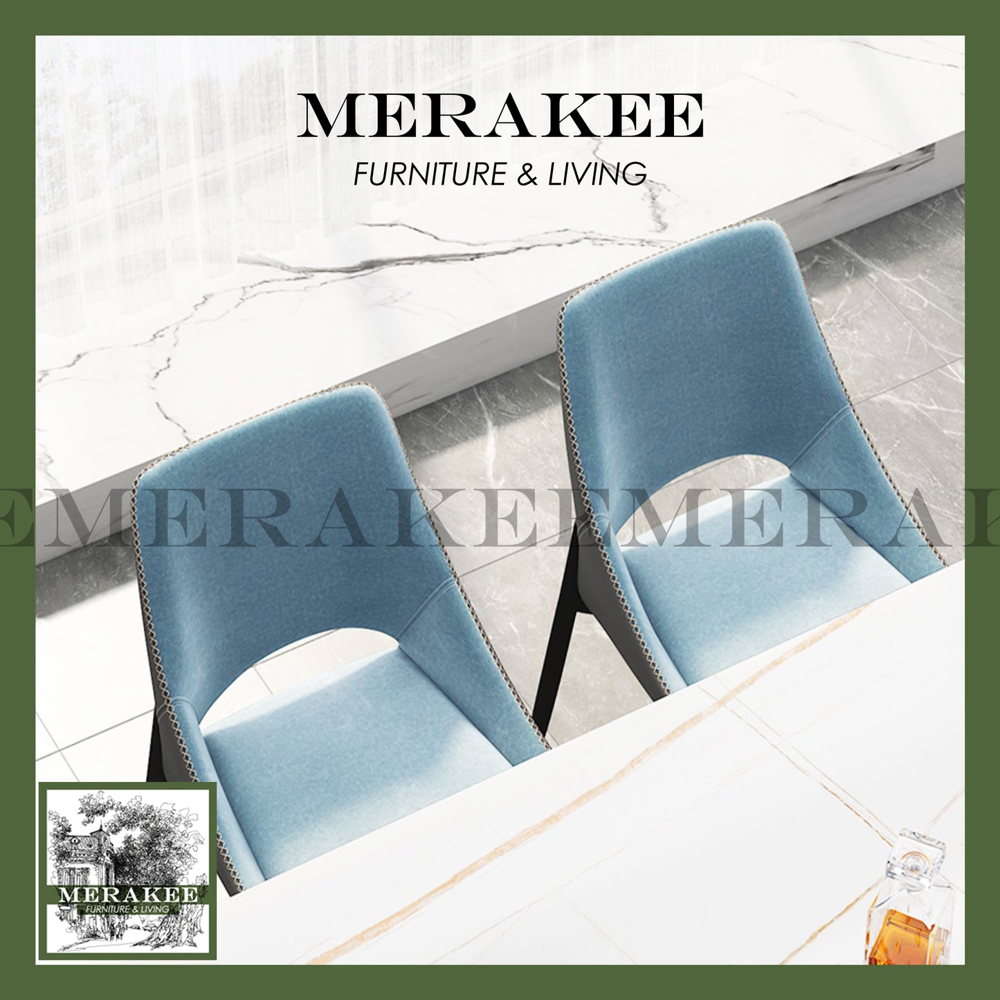 MERAKEE Dining Chair PU Leather Technology Fabric Solid Wood Frame Dining Room Furniture JC20