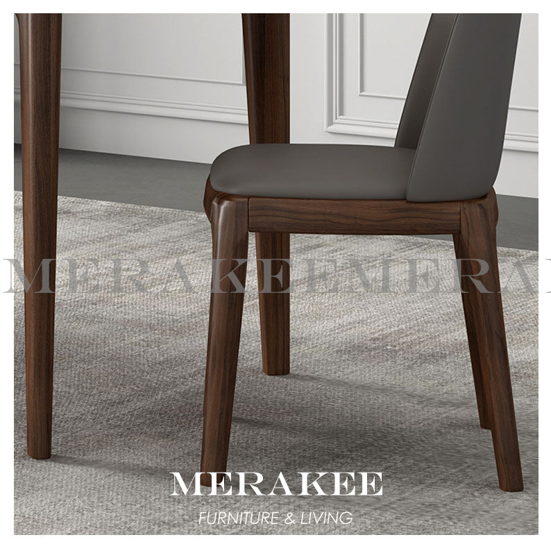 MERAKEE Customized Marble Like Sintered Stone Solid Ash Wood Leg Dining Table Dining Room Furniture AW002