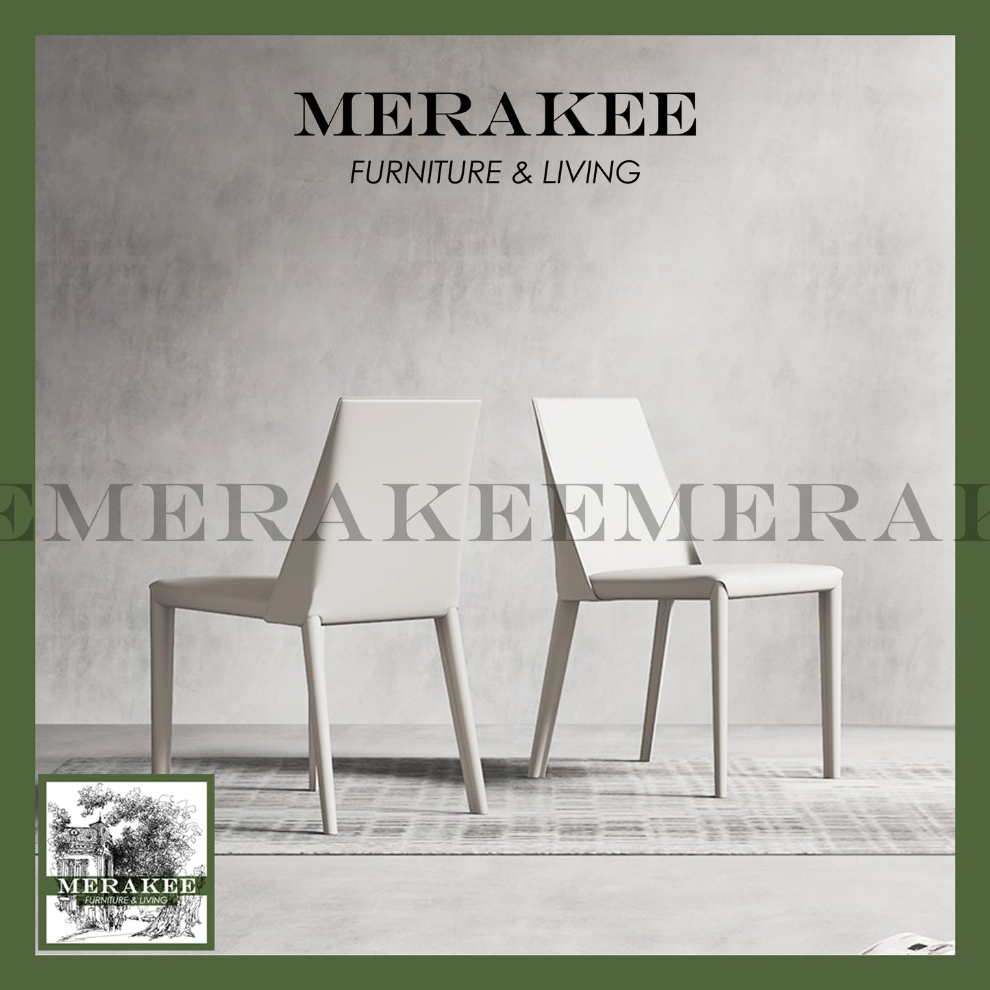MERAKEE Dining Chair Saddle Leather Dining Room Furniture JC24