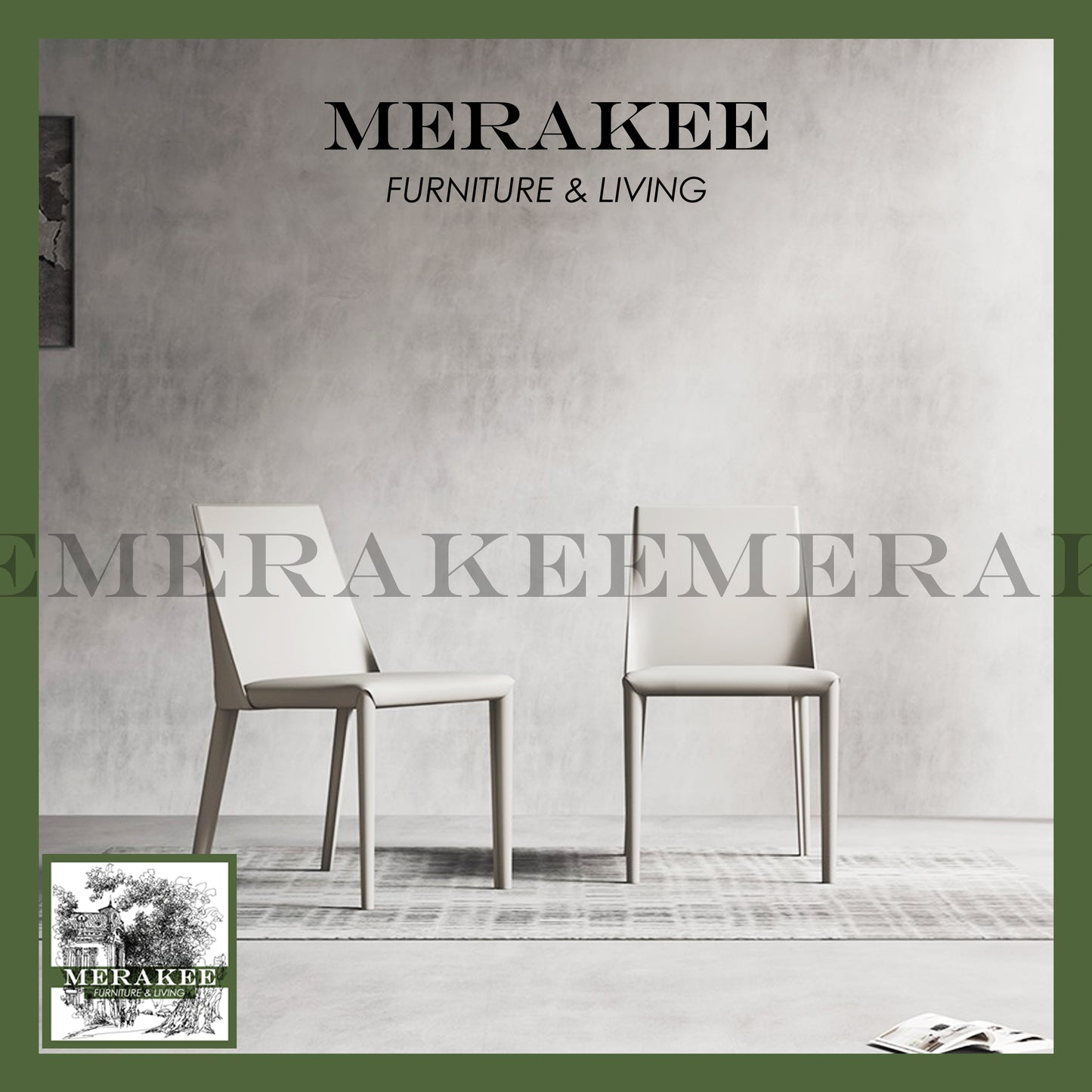 MERAKEE Dining Chair Saddle Leather Dining Room Furniture JC24