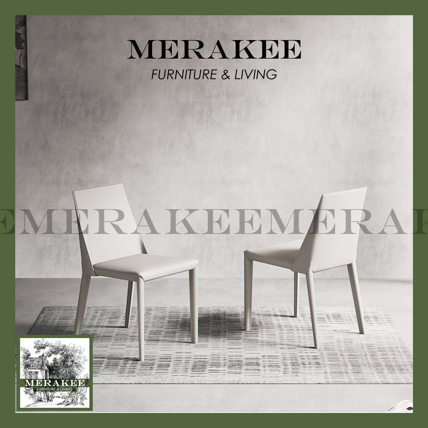 MERAKEE Dining Chair Saddle Leather Dining Room Furniture JC24