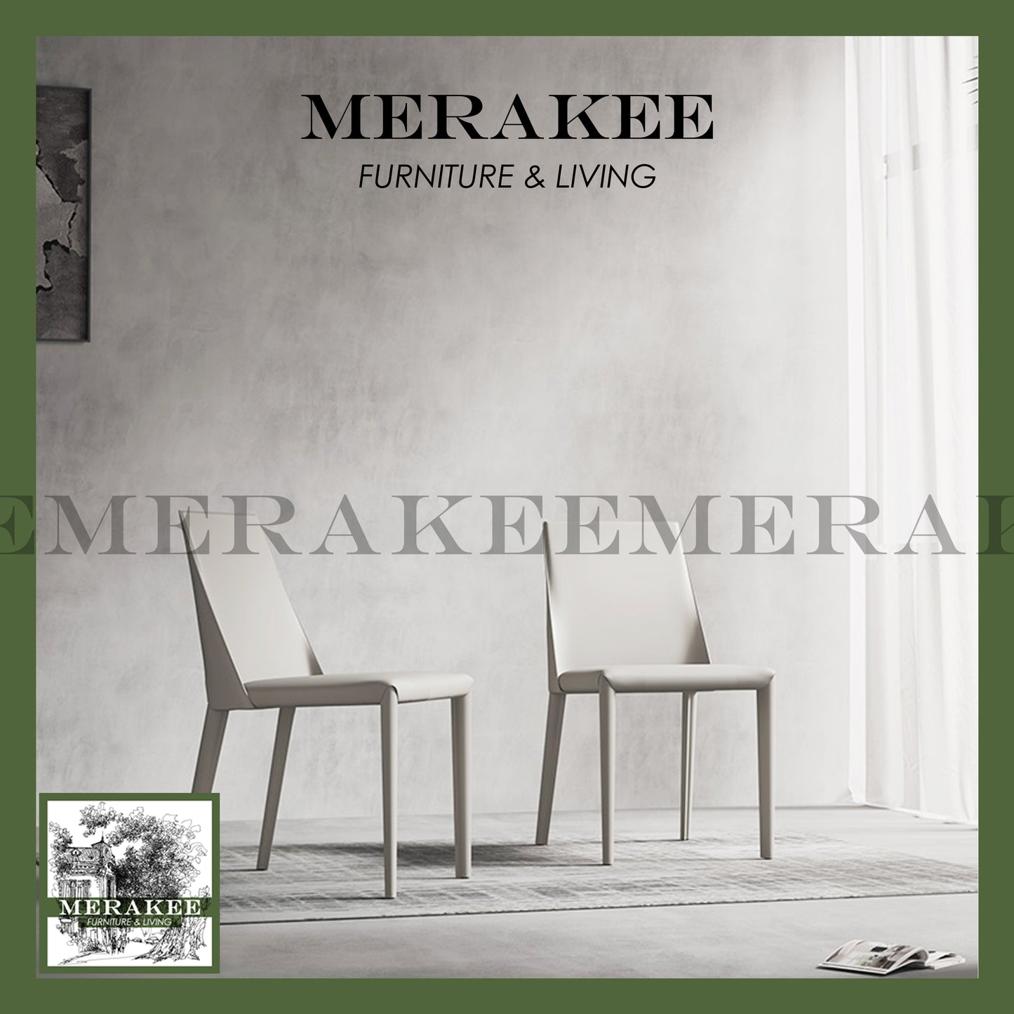 MERAKEE Dining Chair Saddle Leather Dining Room Furniture JC24