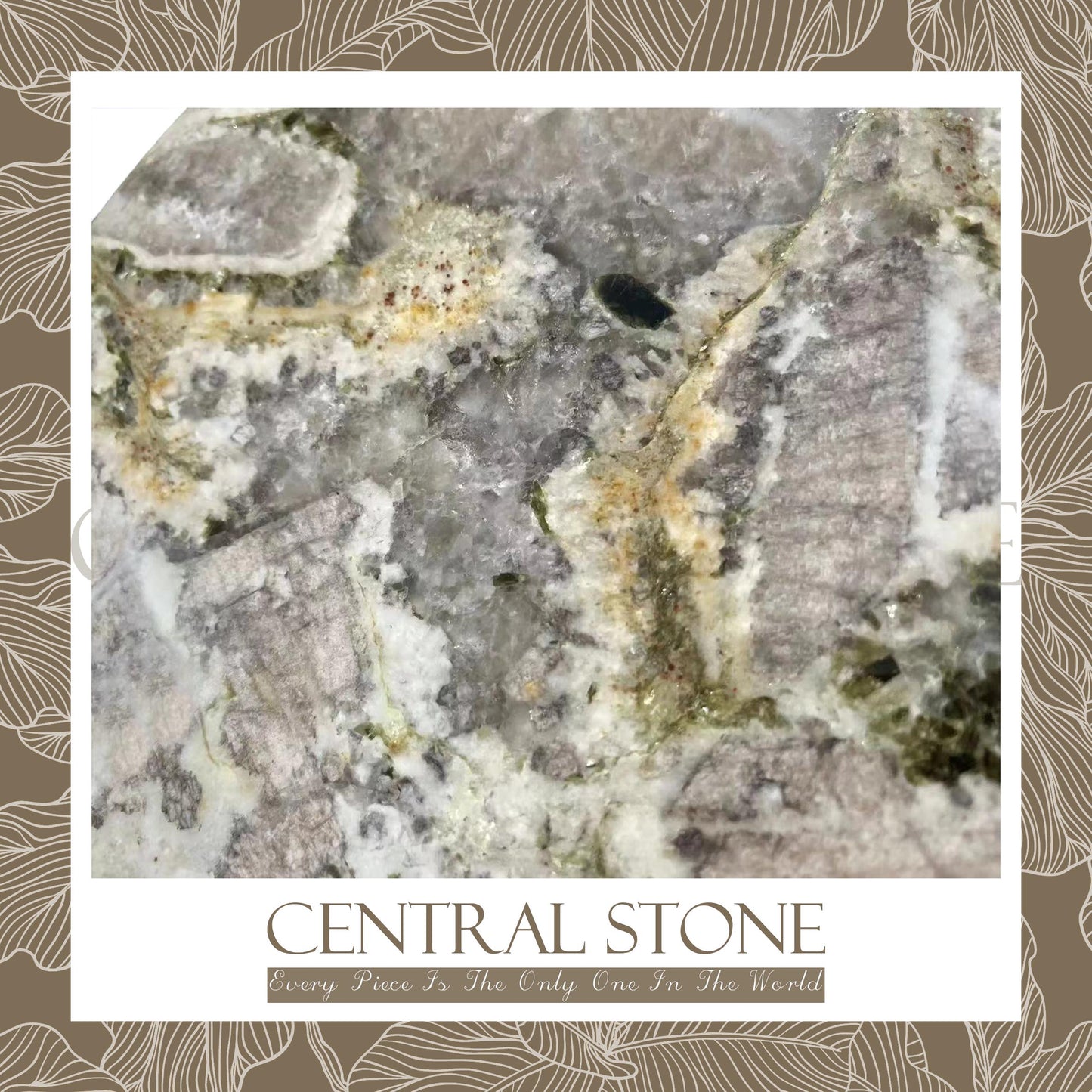 CENTRAL STONE Brazilian Natural Marble Quartz Coffee Side Table Dia40cm -Pandora Green Diamond