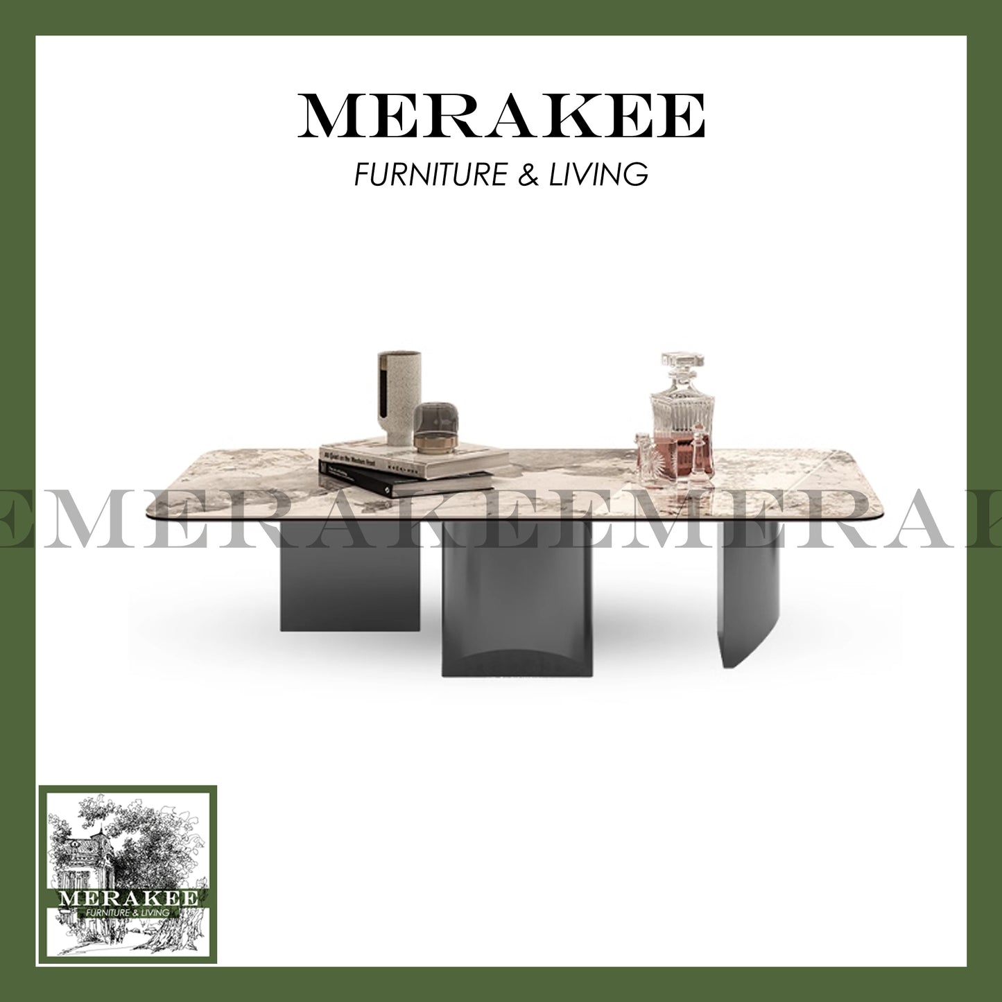 MERAKEE Customized Marble Like Sintered Stone Coffee Table Living Room Furniture CT02