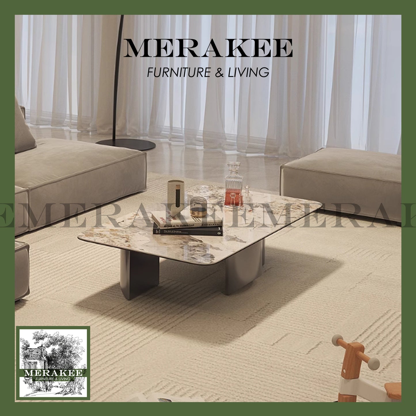 MERAKEE Customized Marble Like Sintered Stone Coffee Table Living Room Furniture CT02