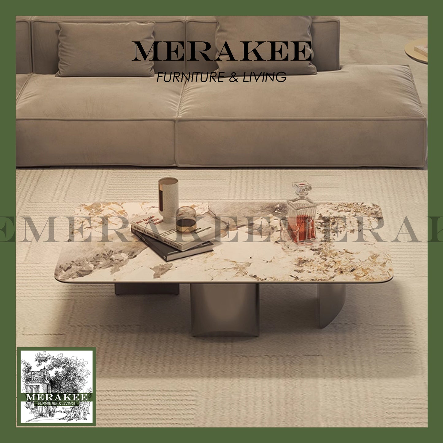 MERAKEE Customized Marble Like Sintered Stone Coffee Table Living Room Furniture CT02