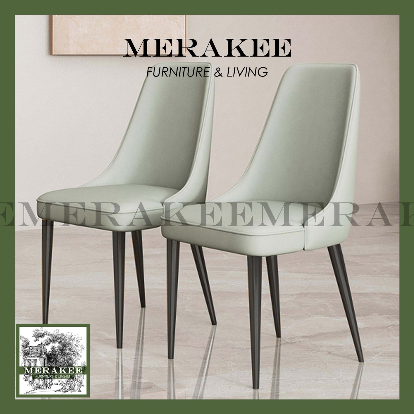 MERAKEE Dining Chair PU Leather Gold/Black Leg Dining Room Furniture JC26