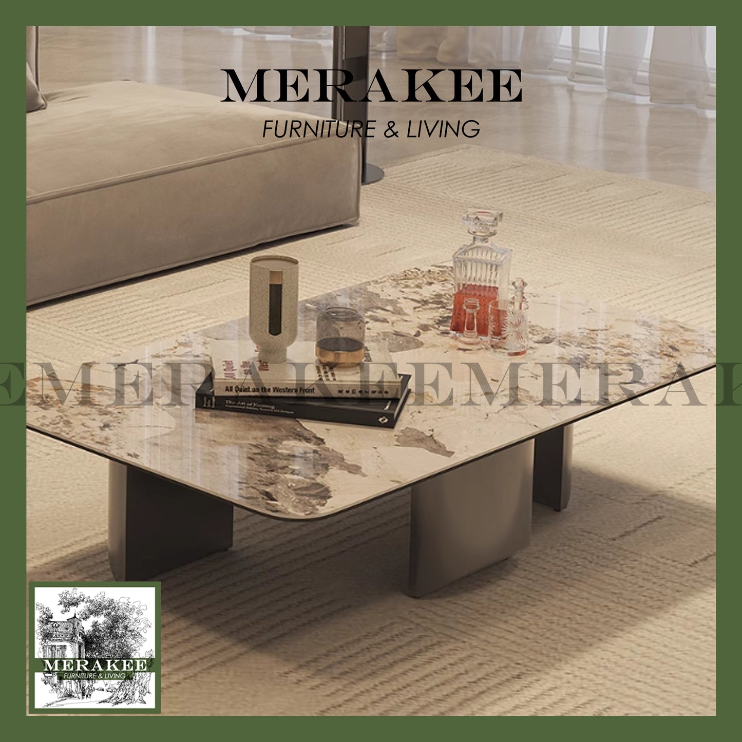 MERAKEE Customized Marble Like Sintered Stone Coffee Table Living Room Furniture CT02