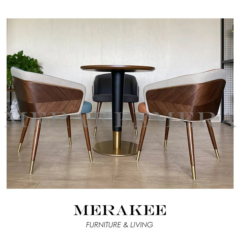 MERAKEE Dining Discussion Chair Wood with Full Grain Leather PU Leather Technology Fabric Discussion Table Set Dining Room Furniture WQ01