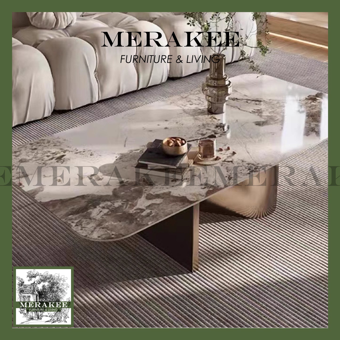 MERAKEE Customized Marble Like Sintered Stone Coffee Table CT04