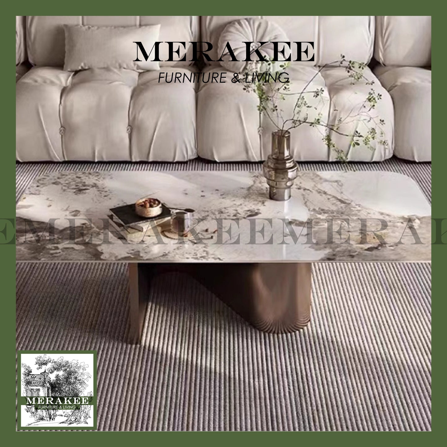 MERAKEE Customized Marble Like Sintered Stone Coffee Table CT04