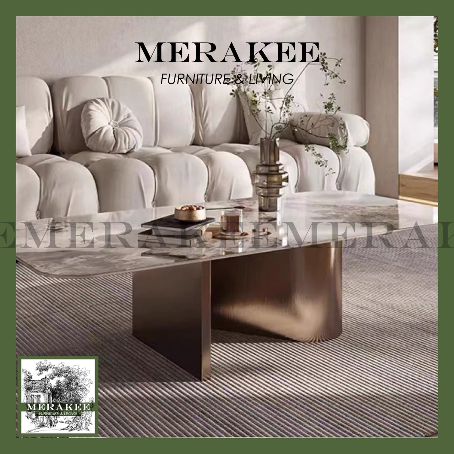 MERAKEE Customized Marble Like Sintered Stone Coffee Table CT04