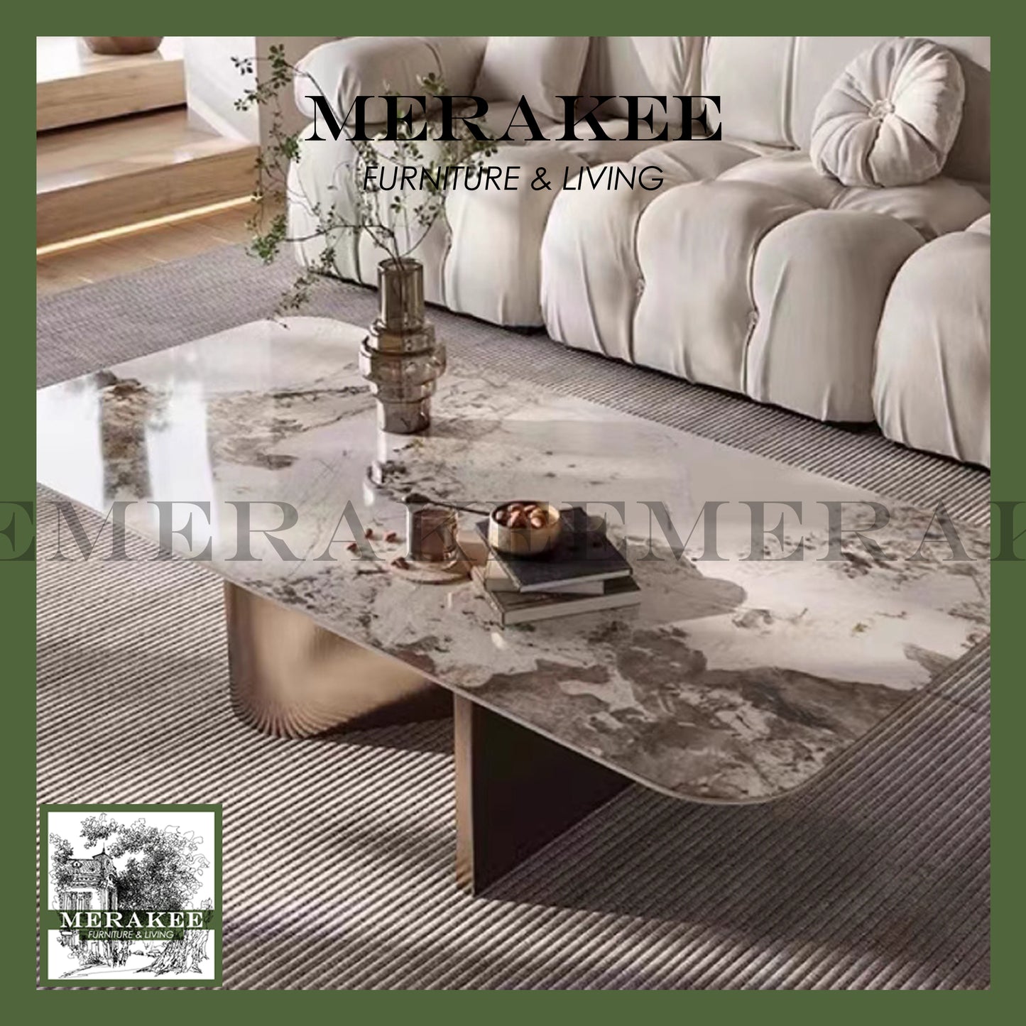 MERAKEE Customized Marble Like Sintered Stone Coffee Table CT04