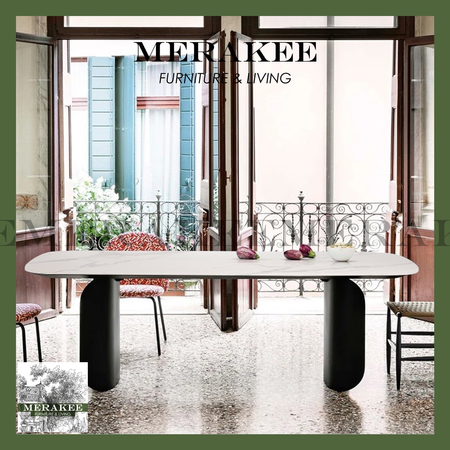 MERAKEE Customized Terrazzo Sintered Stone Dining Table Dining Room Furniture X1