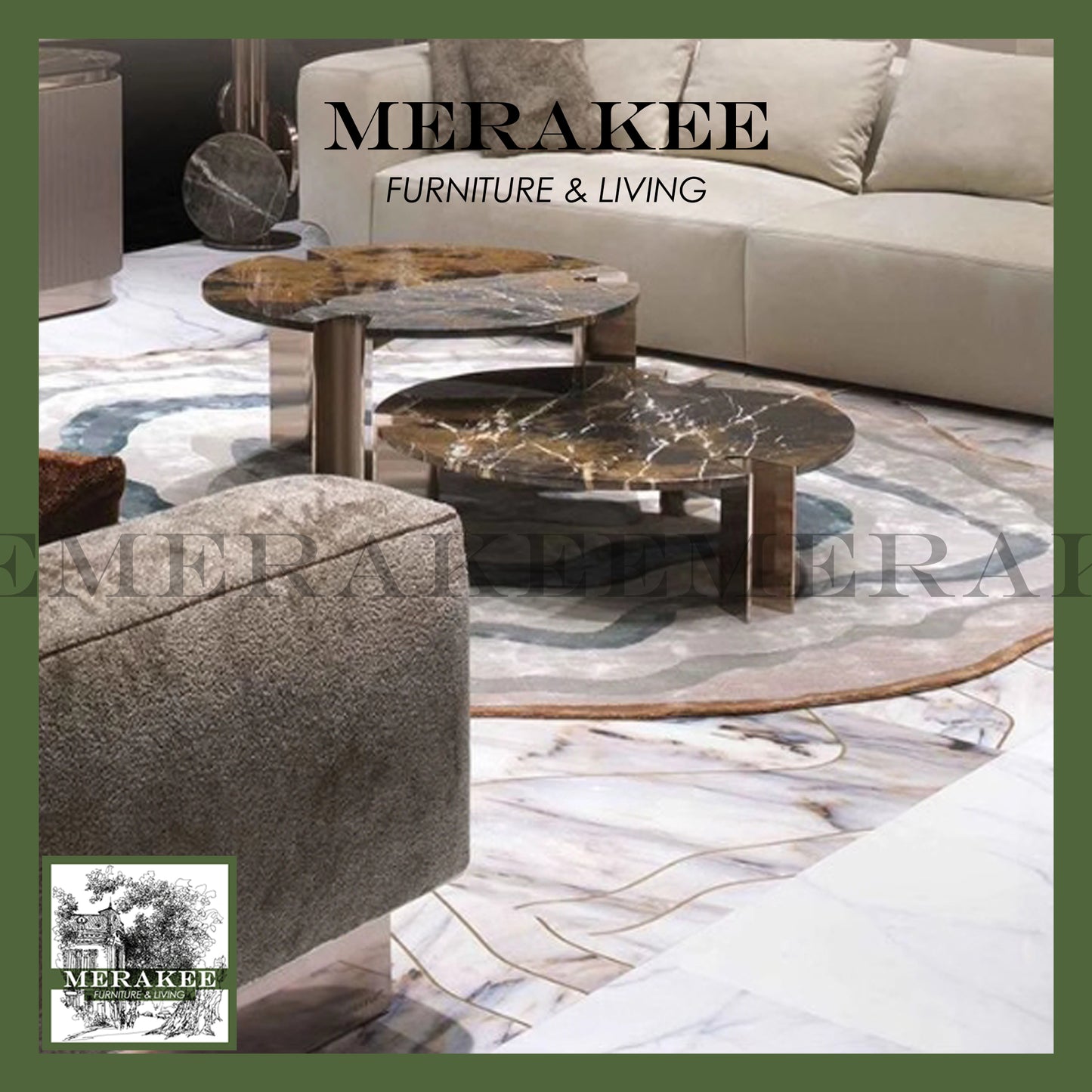 MERAKEE Natural Marble Coffee Table CT101