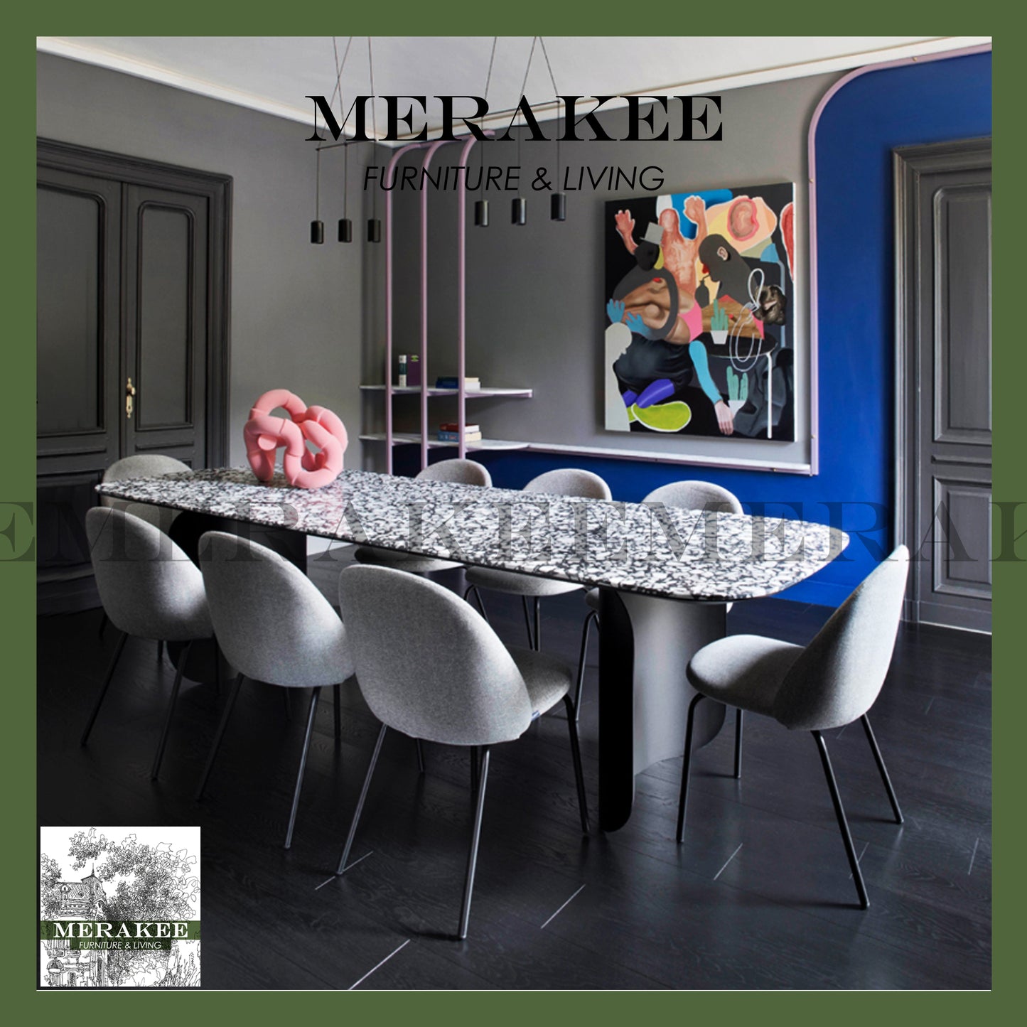 MERAKEE Customized Terrazzo Sintered Stone Dining Table Dining Room Furniture X1