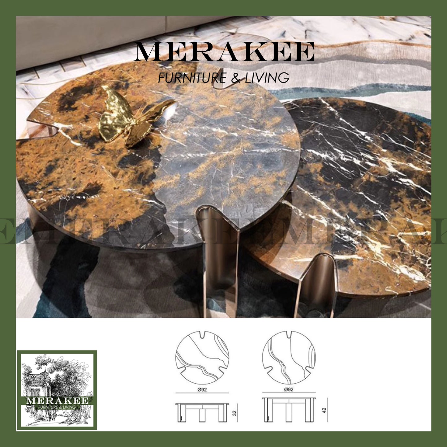 MERAKEE Natural Marble Coffee Table CT101