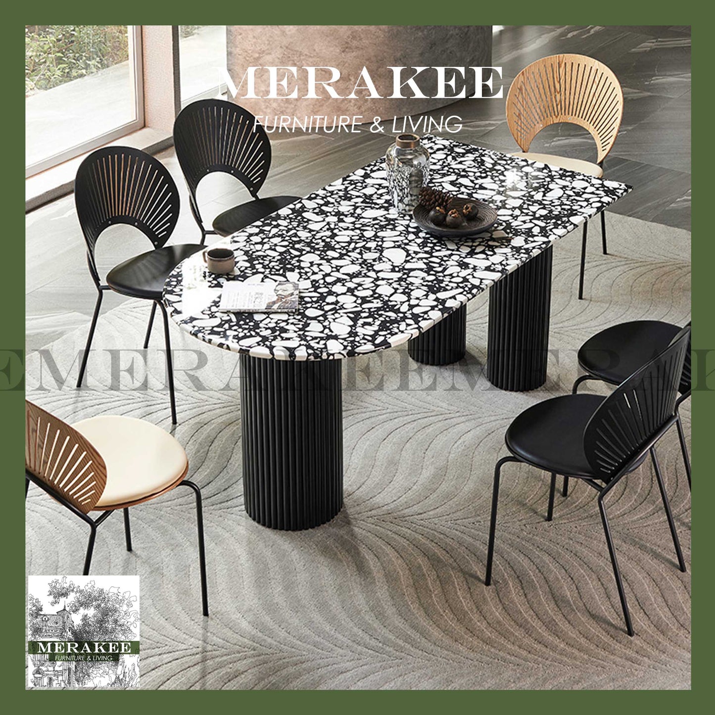 MERAKEE Customized Terrazzo Dining Table Dining Room Furniture X2