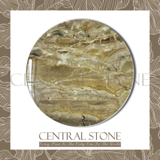CENTRAL STONE Italian Natural Marble Coffee Side Table Dia50cm -Venice Brown