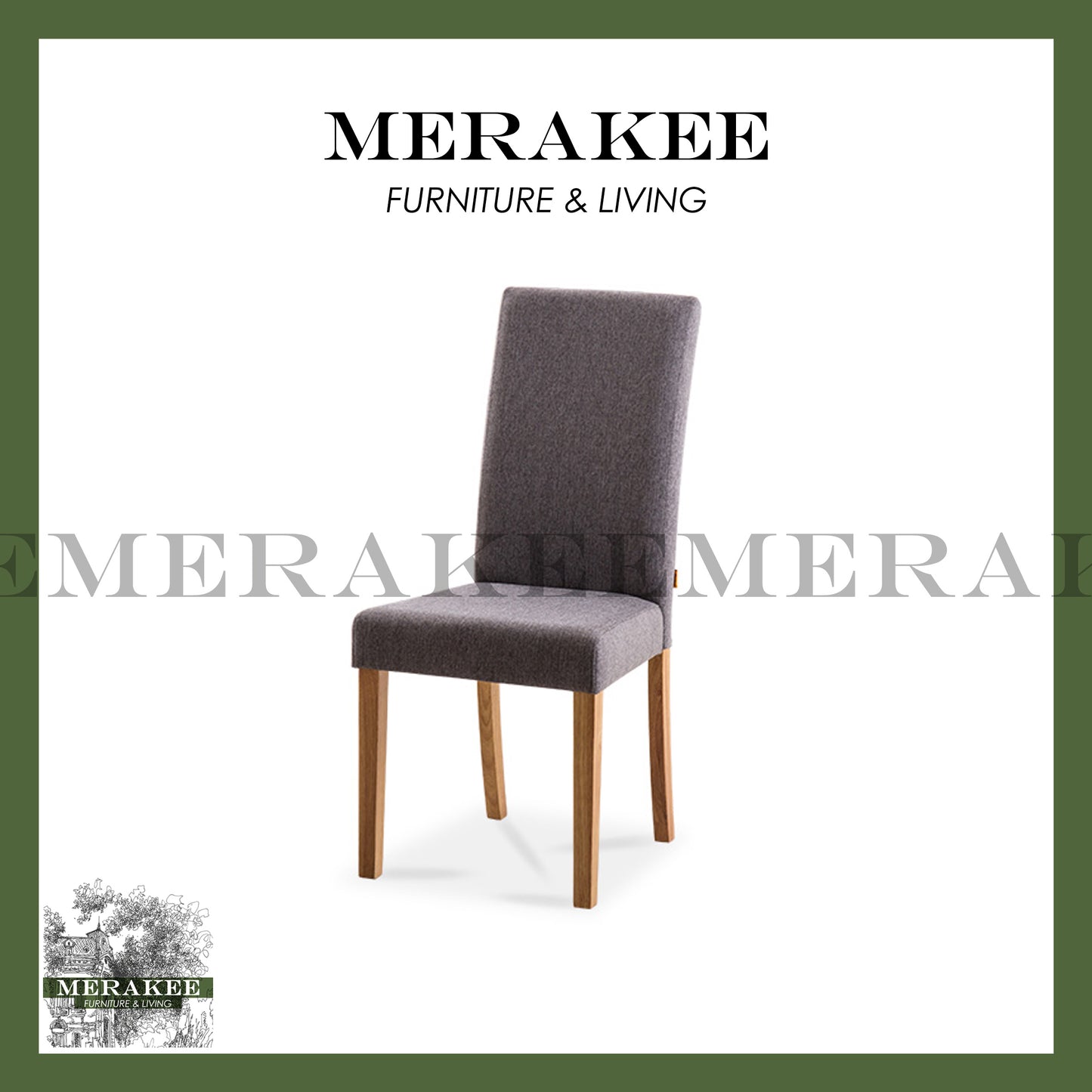 MERAKEE Dining Chair Fabric Solid Wood Leg Dining Room Furniture T010