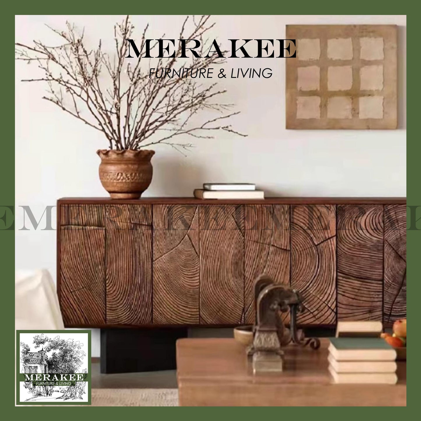 MERAKEE Solid Wood Cabinet TV Console Storage Living Room Dining Room Bedroom Furniture XD02