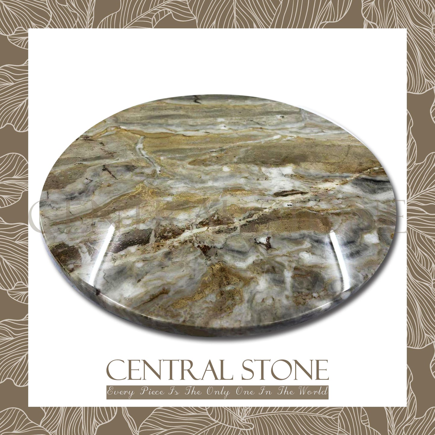 CENTRAL STONE Italian Natural Marble Coffee Side Table Dia50cm -Venice Brown